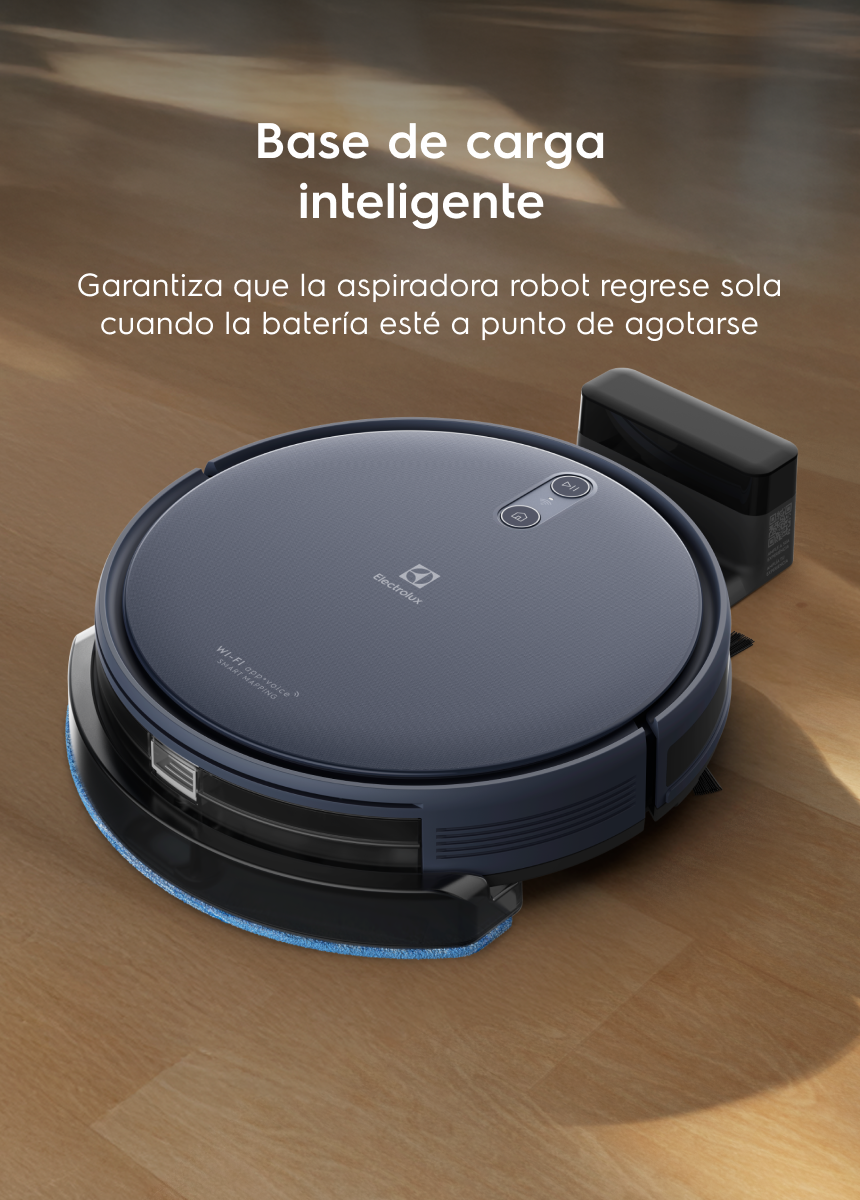 Base de carregamento inteligente - Garante que o robô volte sozinho quando a bateria estiver prestes a acabar