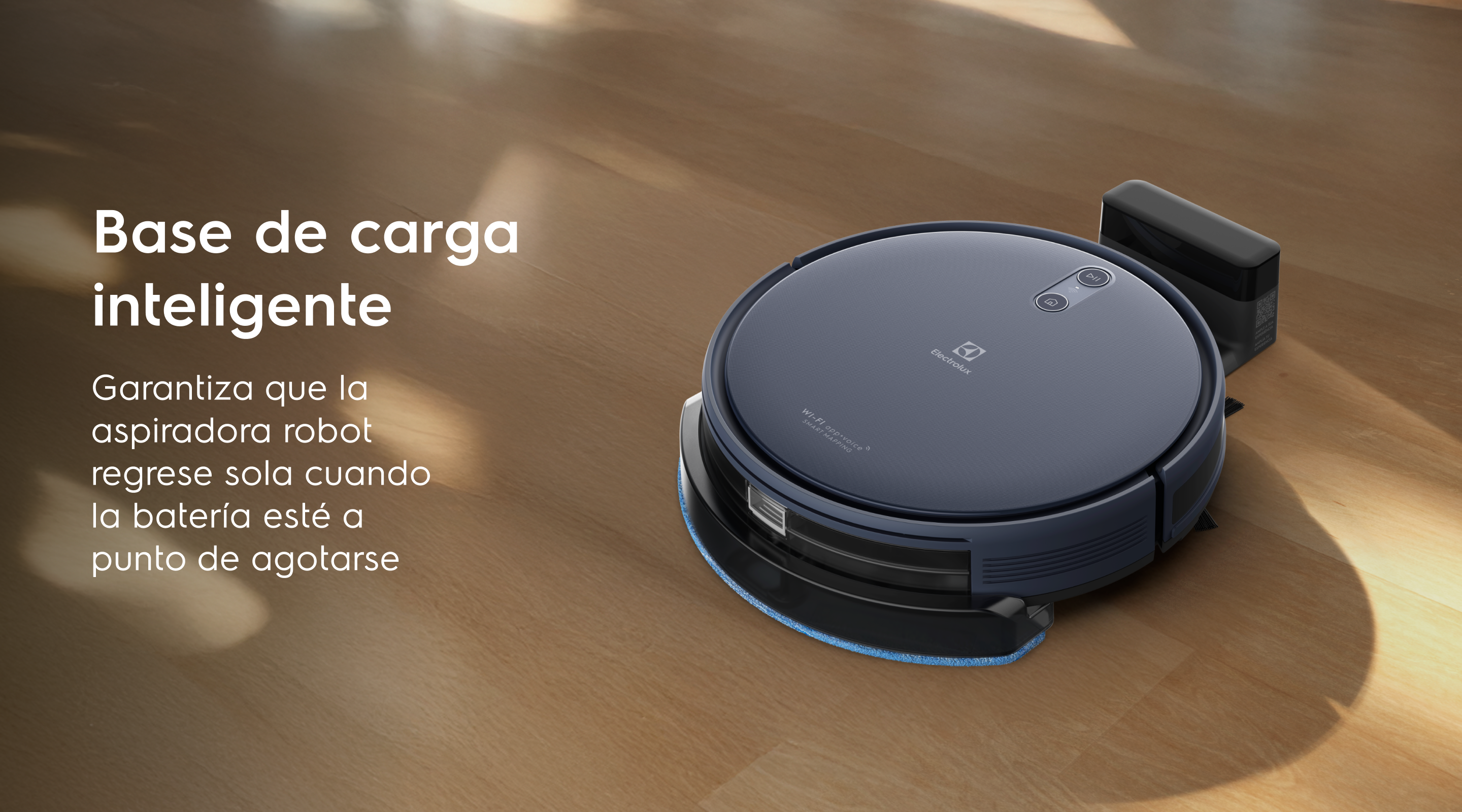 Base de carregamento inteligente - Garante que o robô volte sozinho quando a bateria estiver prestes a acabar