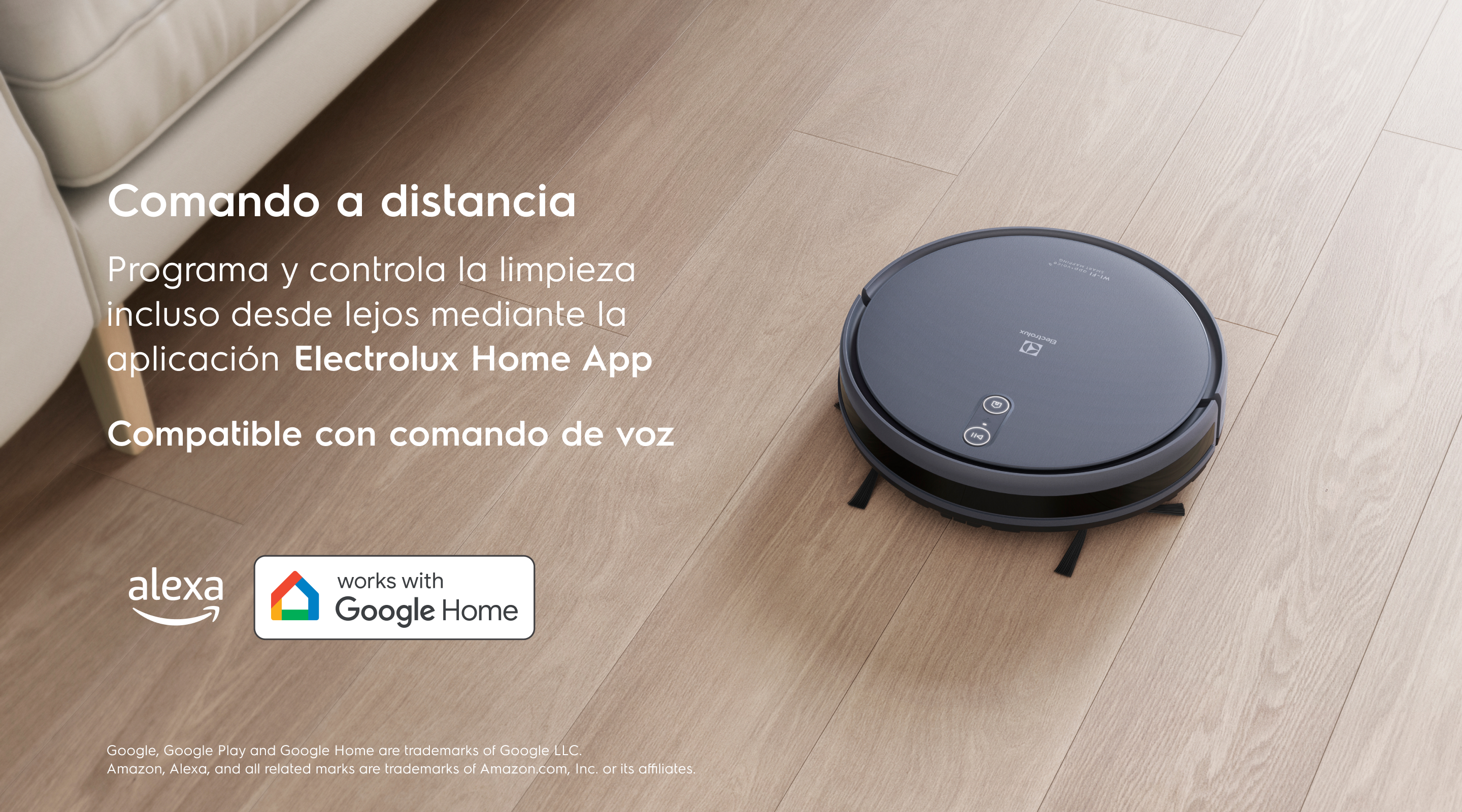 Comando a distancia - Programa y controla la limpieza incluso desde lejos mediante la aplicación Electrolux Home App Compatible con comando de voz