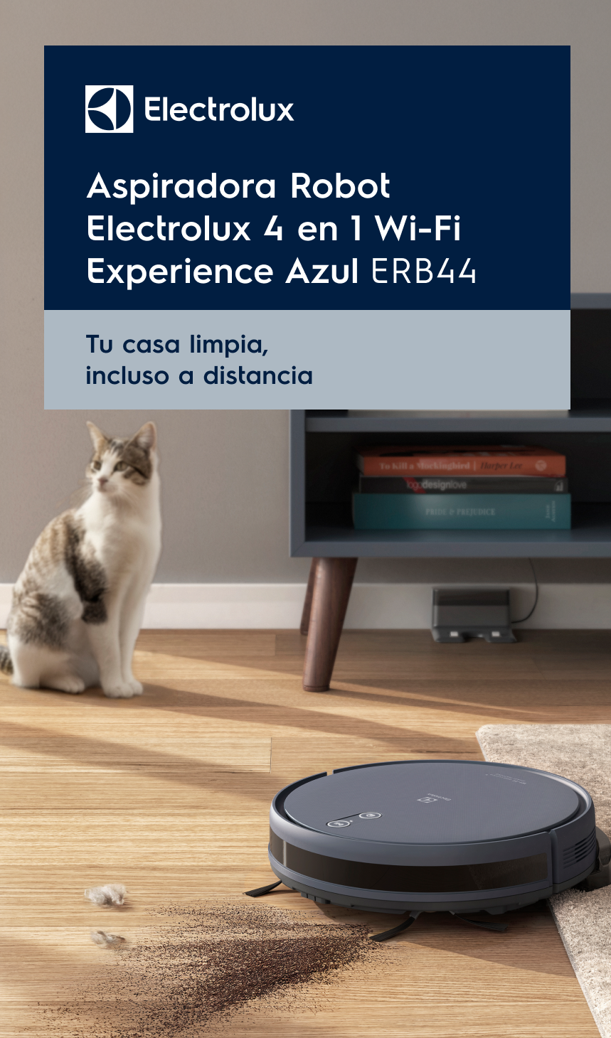 Aspiradora Robot Electrolux 4 en 1 Wi-Fi Experience Azul ERB44 - Tu casa limpia, incluso a distancia