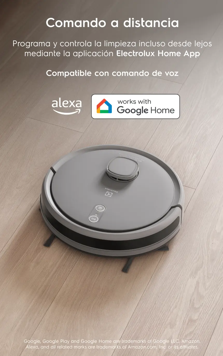Comando a distancia - Programa y controla la limpieza incluso desde lejos mediante la aplicación Electrolux Home App Compatible con comando de voz