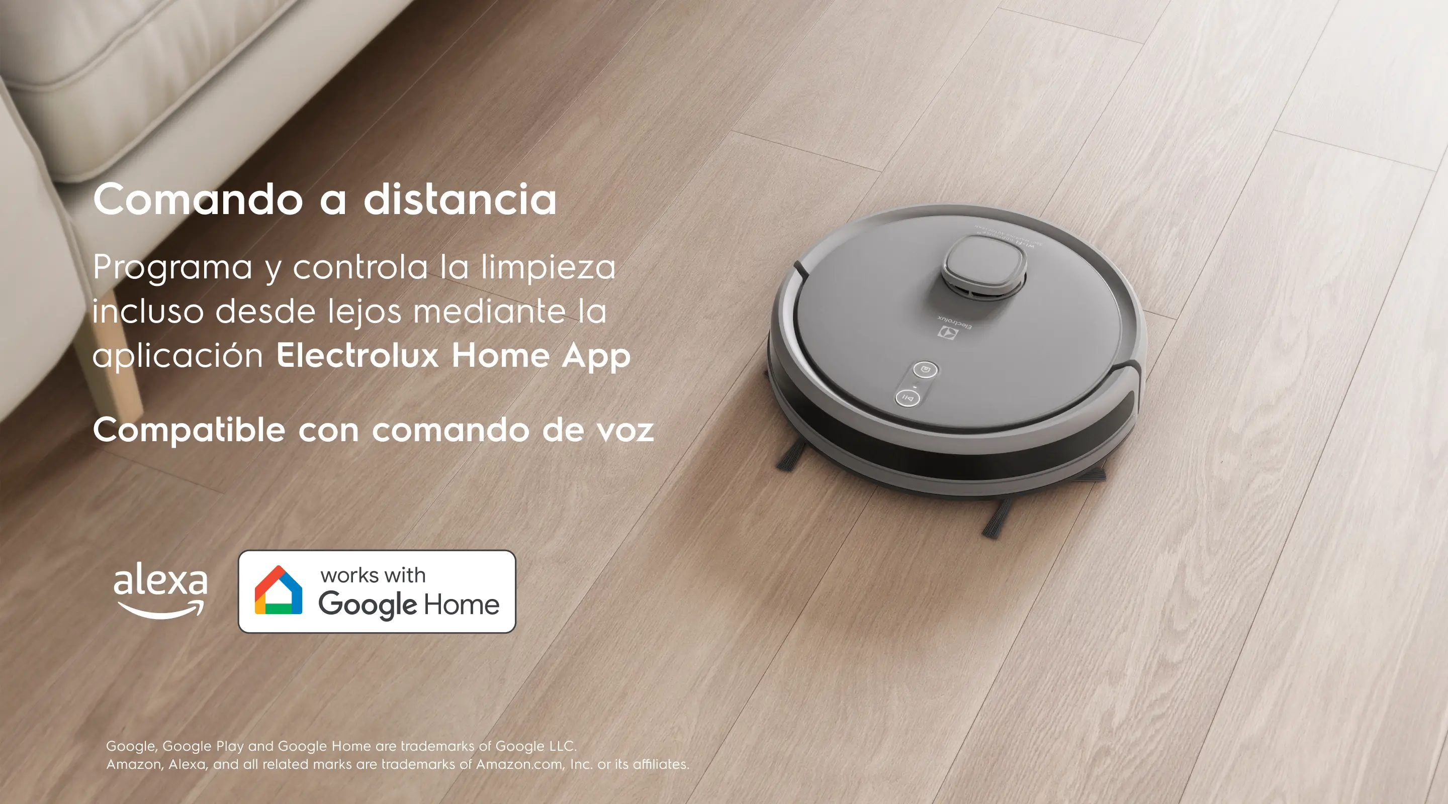 Comando a distancia - Programa y controla la limpieza incluso desde lejos mediante la aplicación Electrolux Home App Compatible con comando de voz