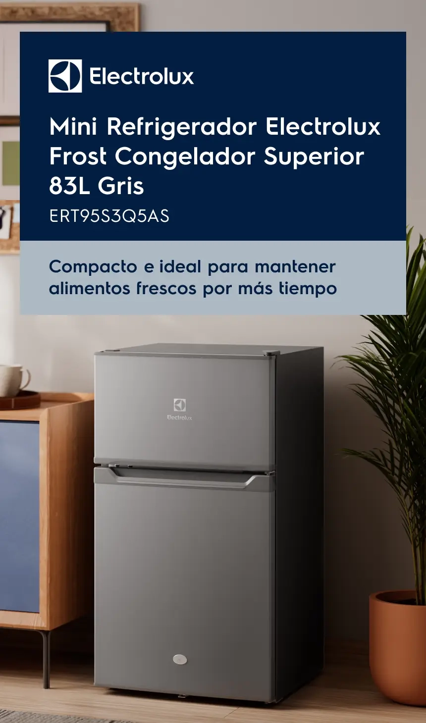 Mini Refrigerador Electrolux Frost Congelador Superior 83L Gris ERT95S3Q5AS - Compacto y ideal para mantener alimentos frescos por más tiempo