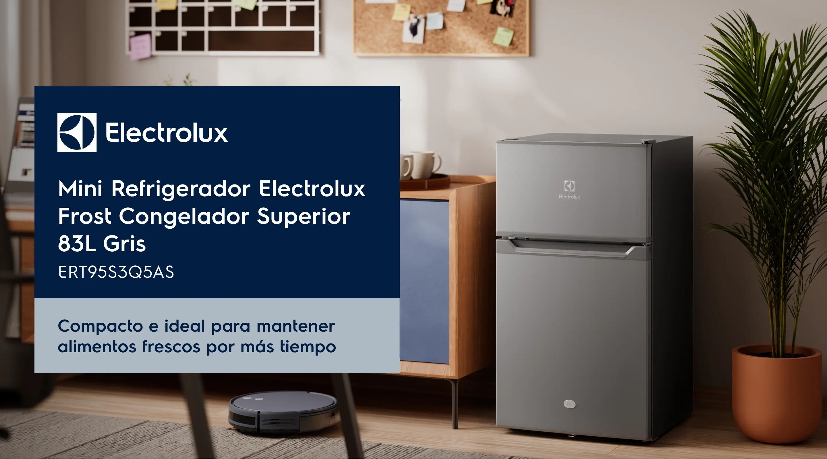 Mini Refrigerador Electrolux Frost Congelador Superior 83L Gris ERT95S3Q5AS - Compacto y ideal para mantener alimentos frescos por más tiempo