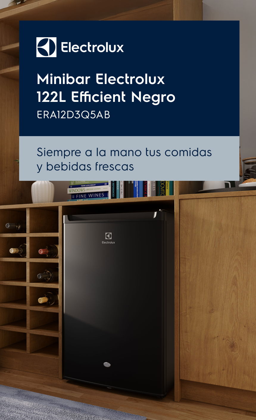  Electrolux - Minibar Electrolux 120L Efficient Negro ERA12D3C5AB - Siempre a la mano tus comidas y bebidas frescas