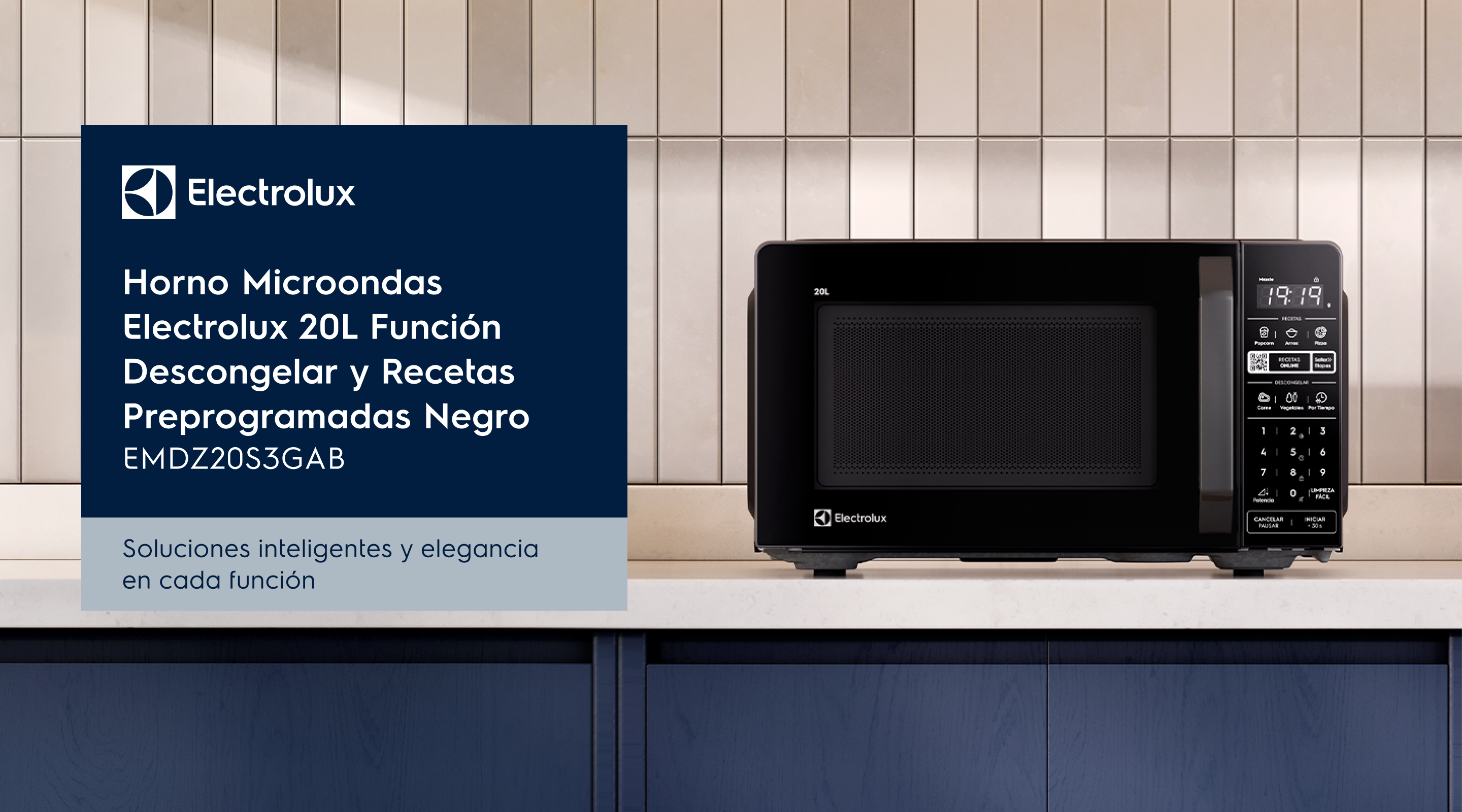 Horno Microondas Electrolux 20L Función Descongelar y Recetas Preprogramadas Negro ME20AB - Soluciones inteligentes y elegancia en cada función