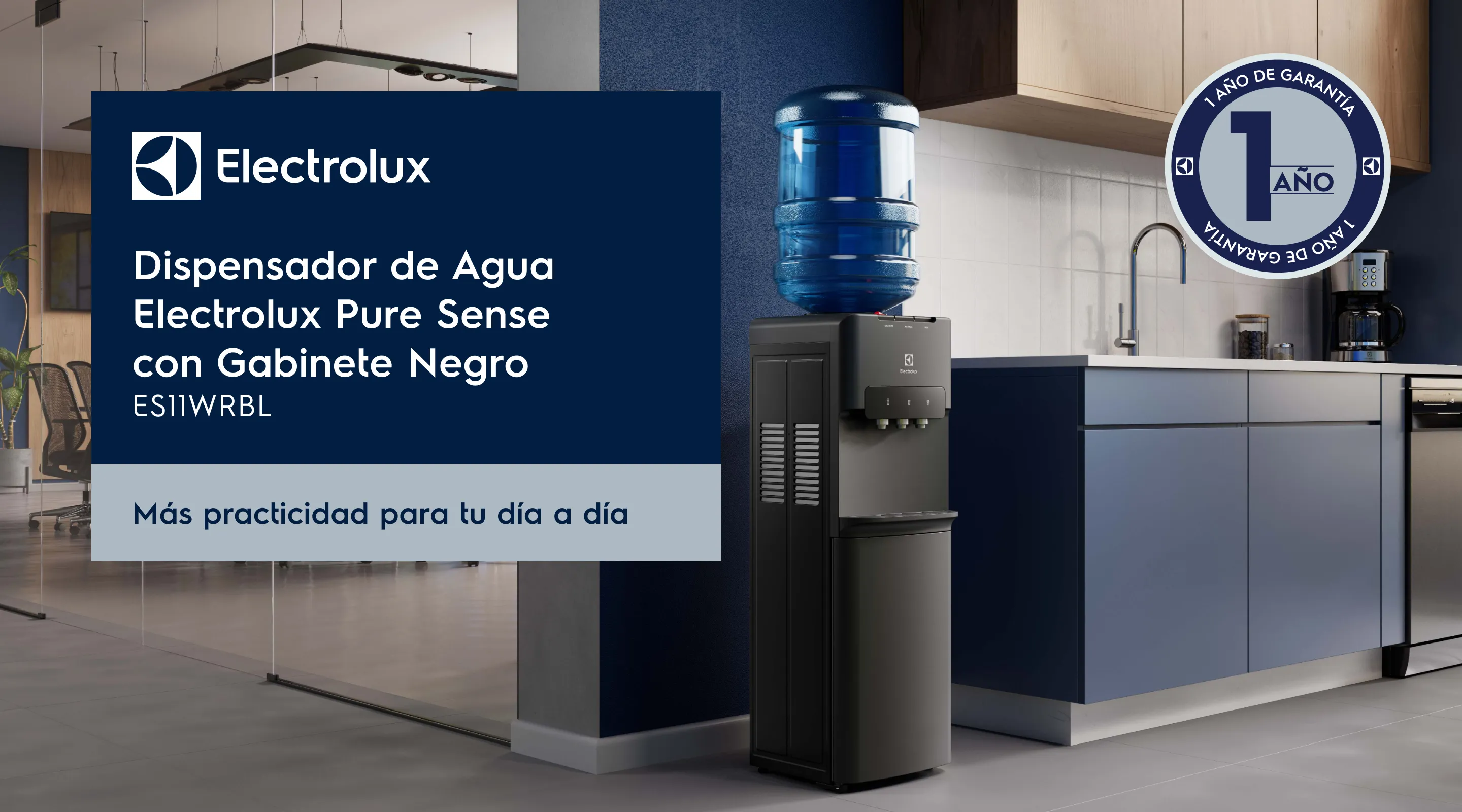 Dispensador de Agua Electrolux Pure Sense con Gabinete Negro ES11WRBL. Más practicidad para tu día a día 