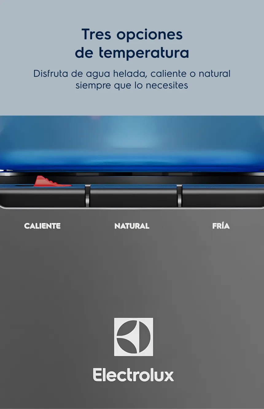 Tres opciones de temperatura. Disfruta de agua helada, caliente o natural siempre que lo necesites