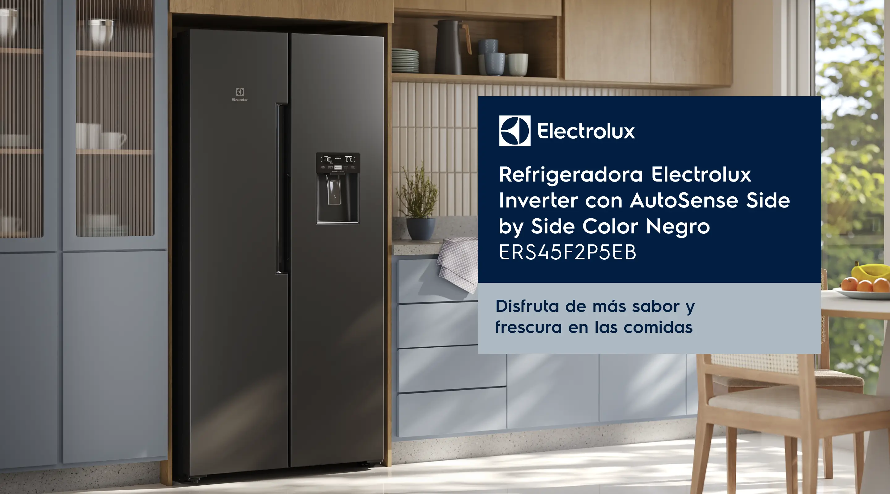 Refrigeradora Electrolux Inverter con AutoSense Side by Side Color Negro ERS45F2P5EB | Disfruta de más sabor y frescura en las comidas