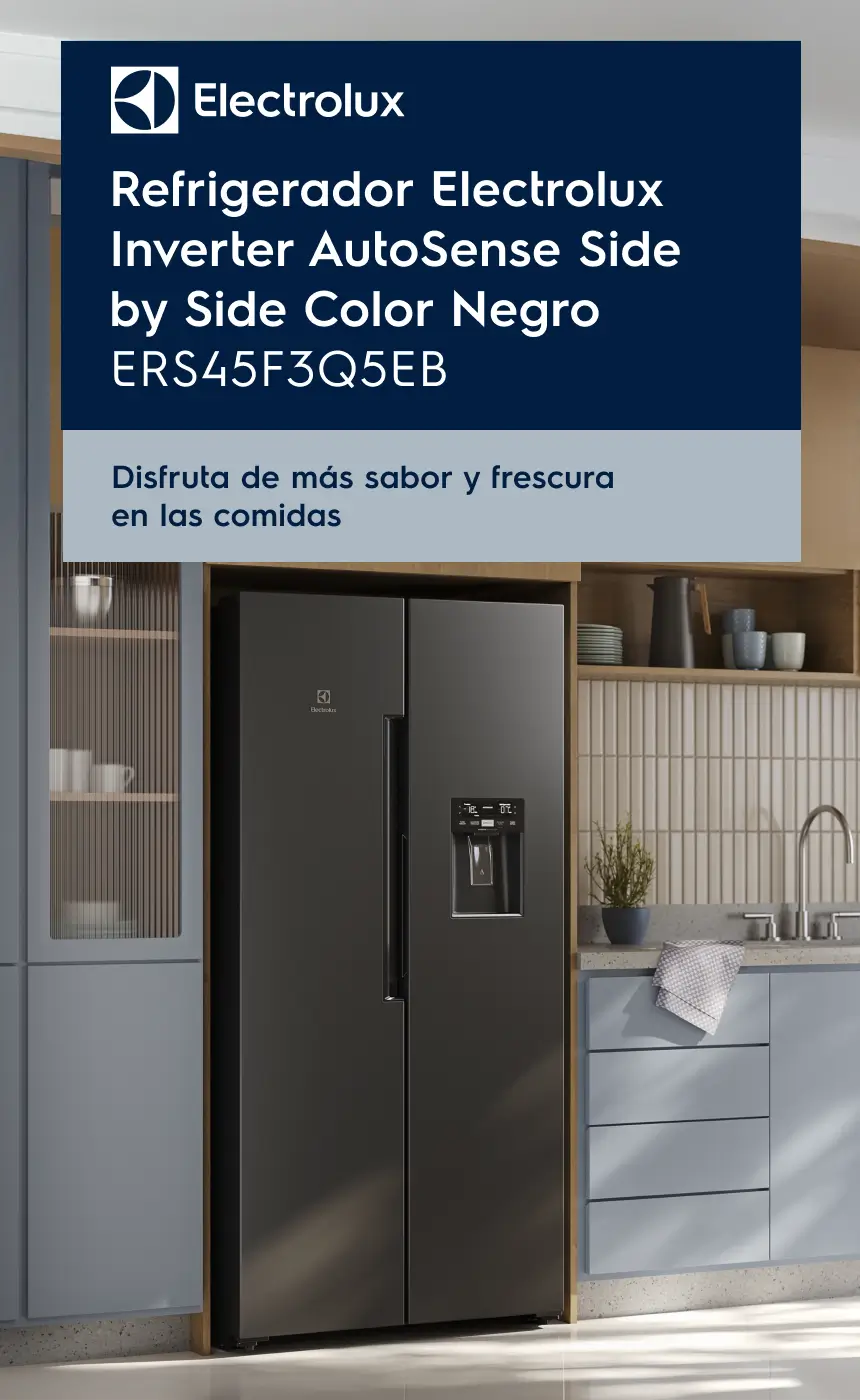 Refrigerador Electrolux Inverter AutoSense Side by Side Color Negro ERS45F3Q5EB | Disfruta de más sabor y frescura en las comidas