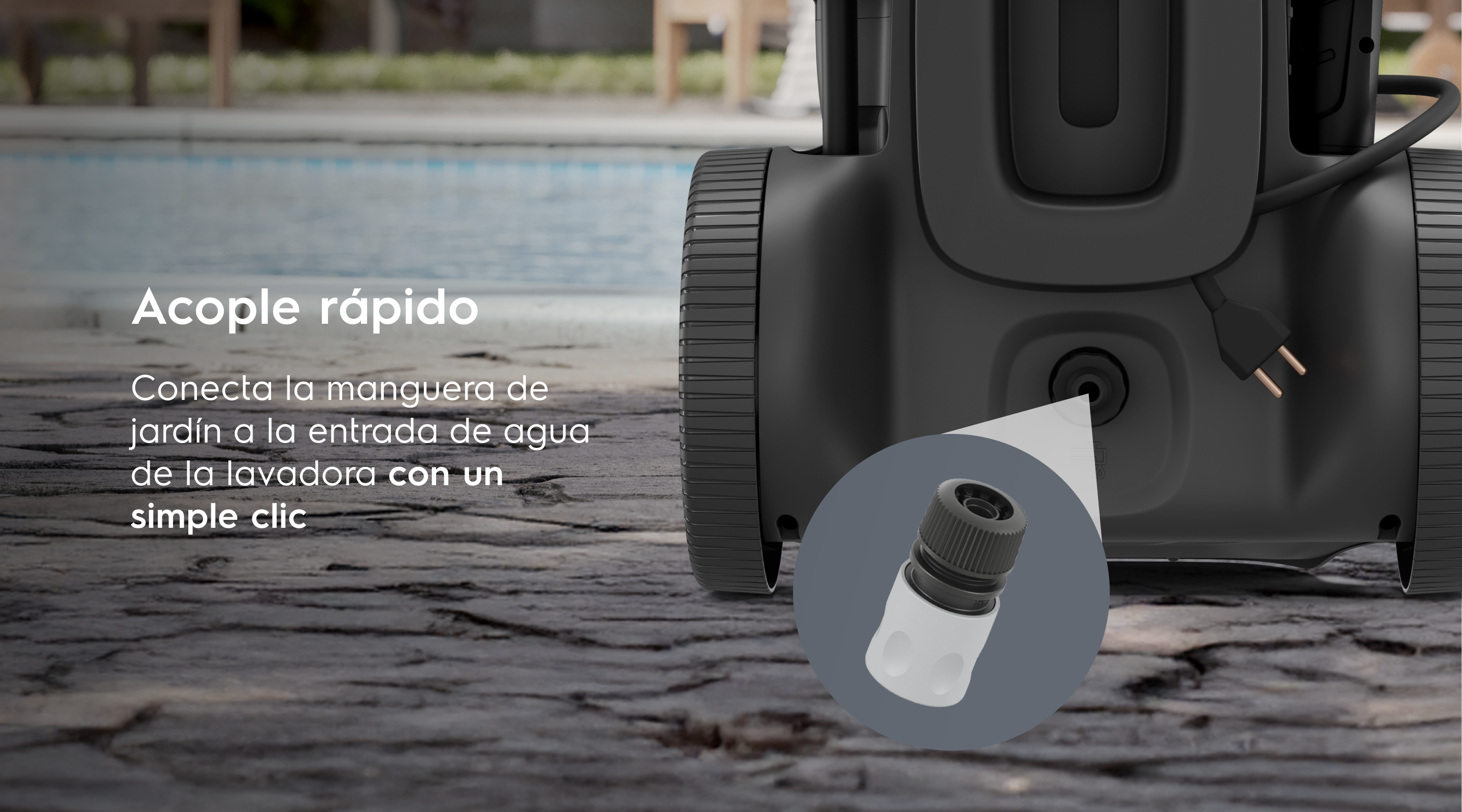 Conector rápido - Conecta la manguera de jardín a la entrada de agua de la lavadora con un simple clic 