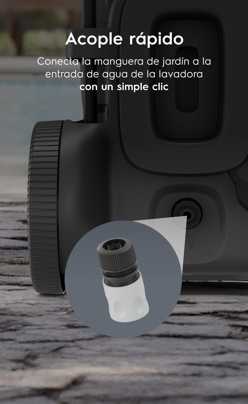 Conector rápido - Conecta la manguera de jardín a la entrada de agua de la lavadora con un simple clic 