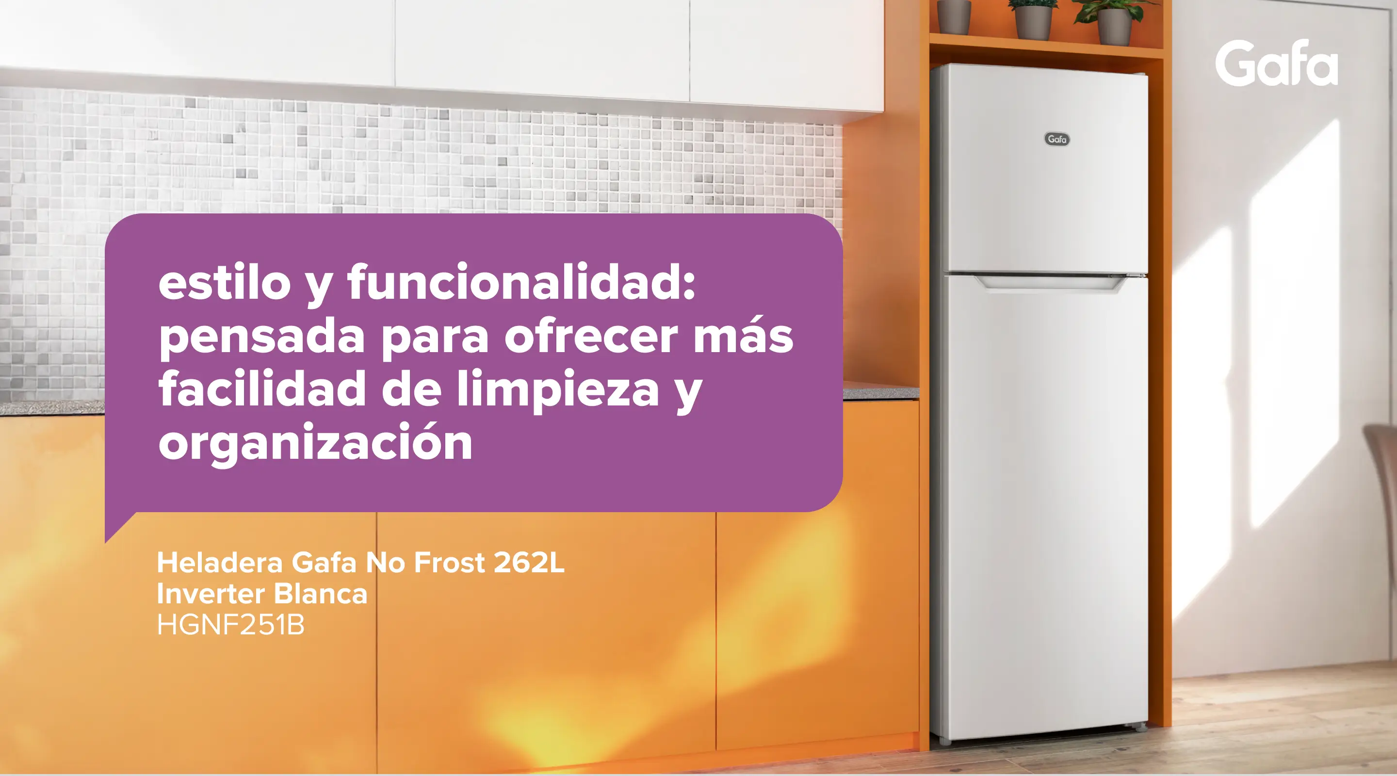 Estilo y funcionalidad: pensada para ofrecer más facilidad de limpieza y organización. - Heladera Gafa No Frost 262L Inverter Blanca HGNF251B