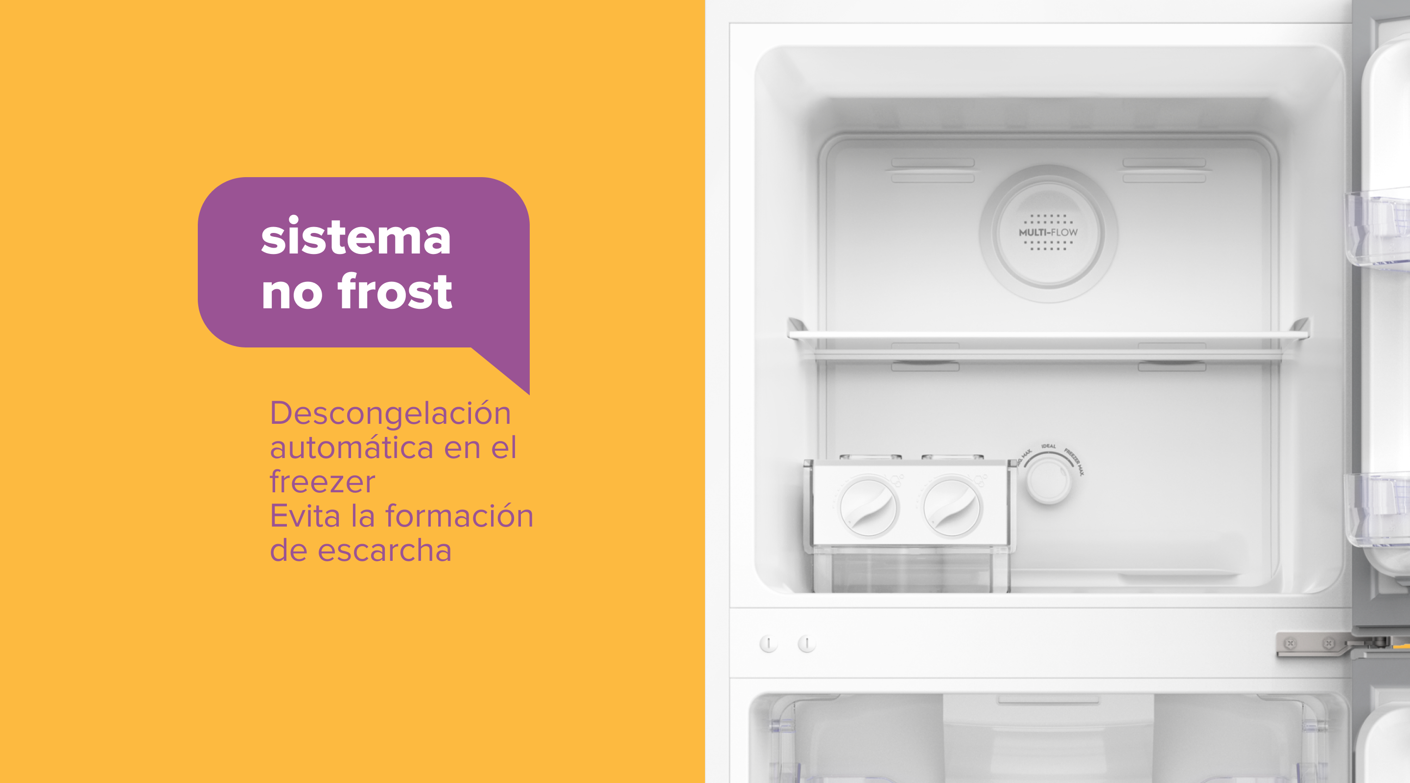 Sistema No Frost - Descongelación automática en el freezer. Evita la formación de escarcha