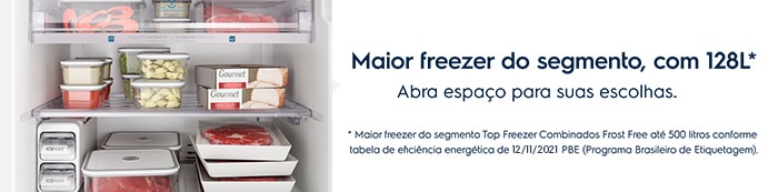 Maior freezer do segment, com 128L