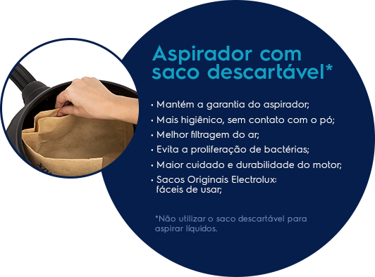 Aspirador com saco descartável