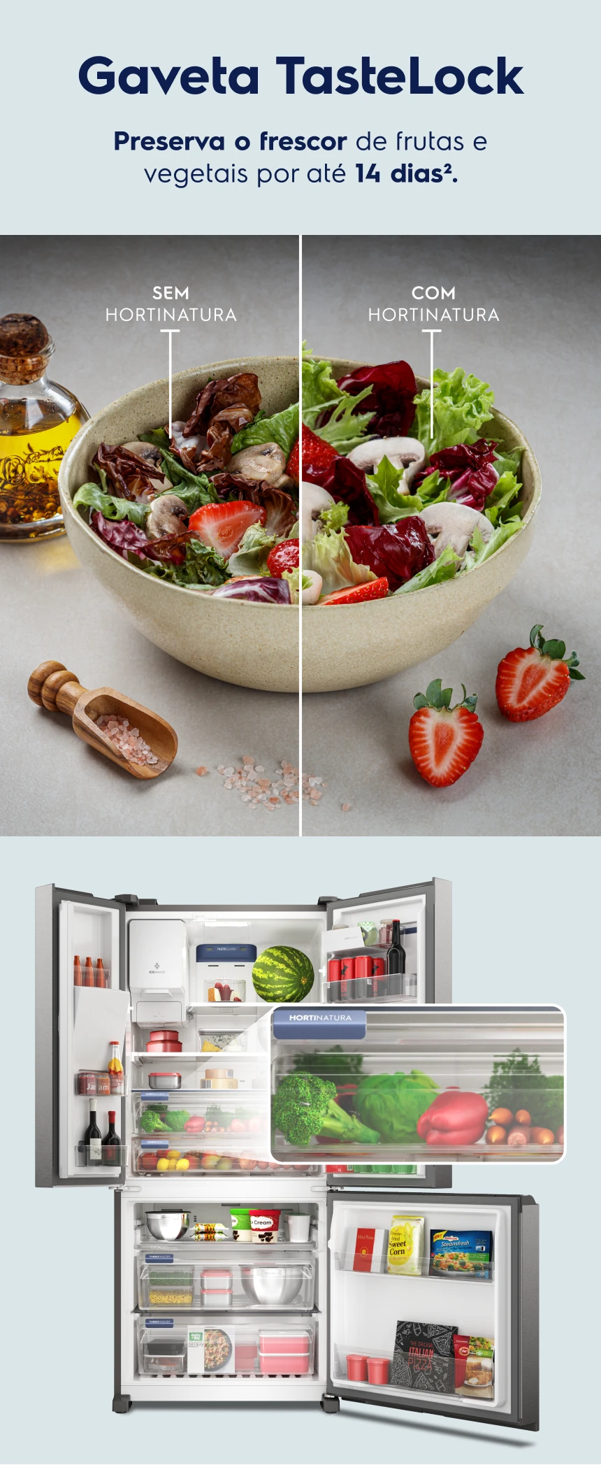 Gaveta HortiNatura Preserva o frescor de frutas e vegetais por até 14 dias 2.