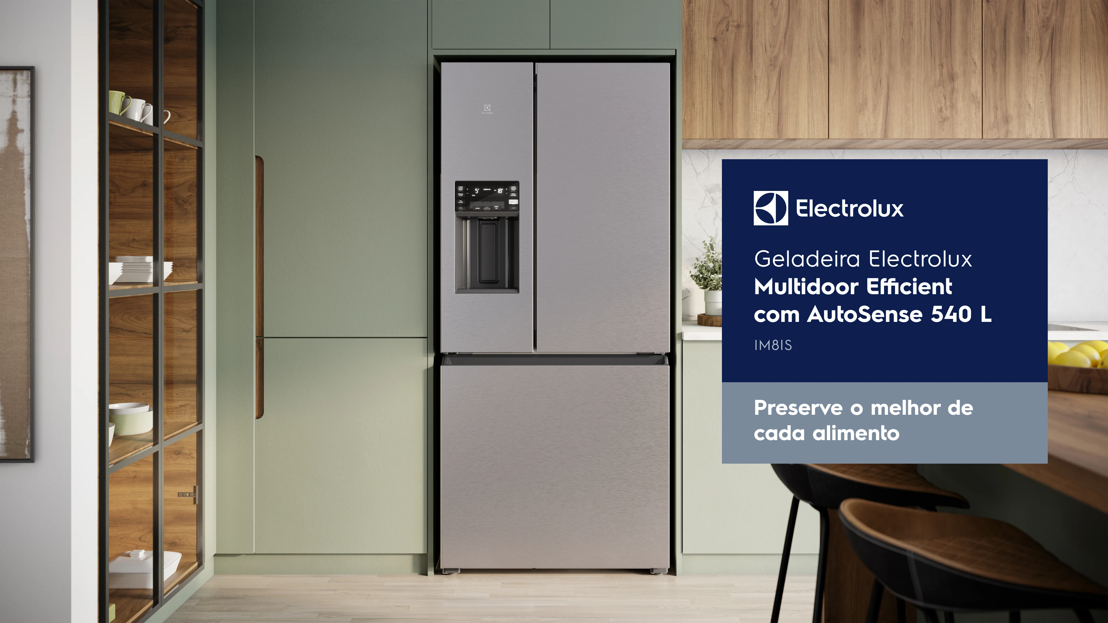 Geladeira Electrolux Multidoor Efficient com AutoSense 540 L IM8IS. Preserve o melhor de cada alimento