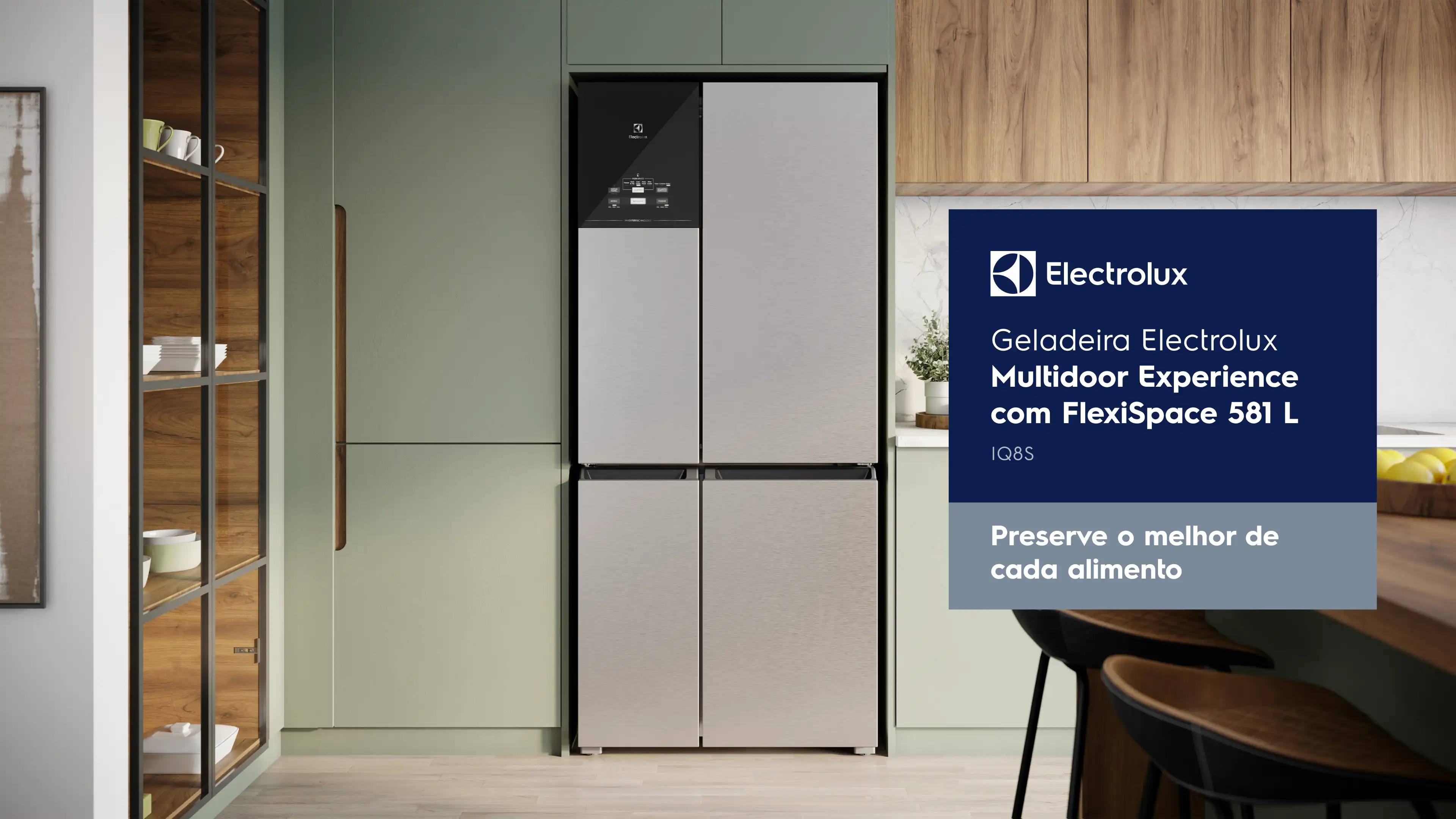Geladeira Electrolux Multidoor Experience com FlexiSpace 581 L IQ8S. Preserve o melhor de cada alimento