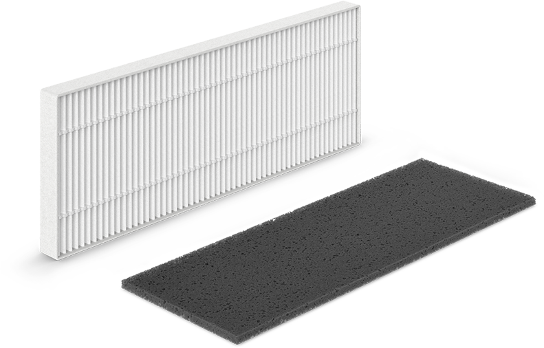 Itens do Kit Performance: filtro HEPA e filtro de espuma