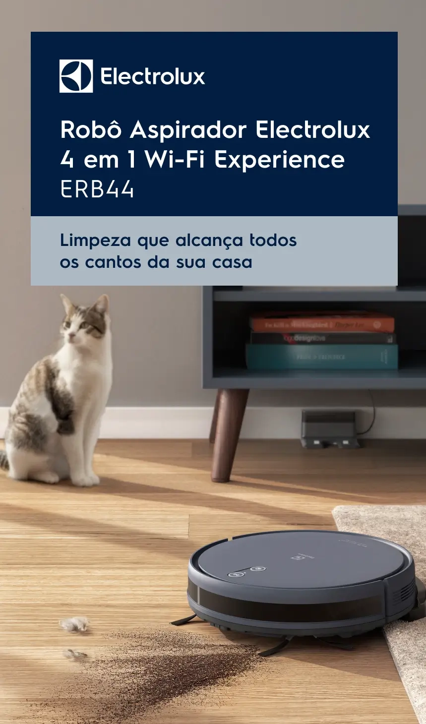 Robô Aspirador Electrolux 4 em 1 Wi-Fi Experience ERB44 - Limpeza que alcança todos os cantos da sua casa