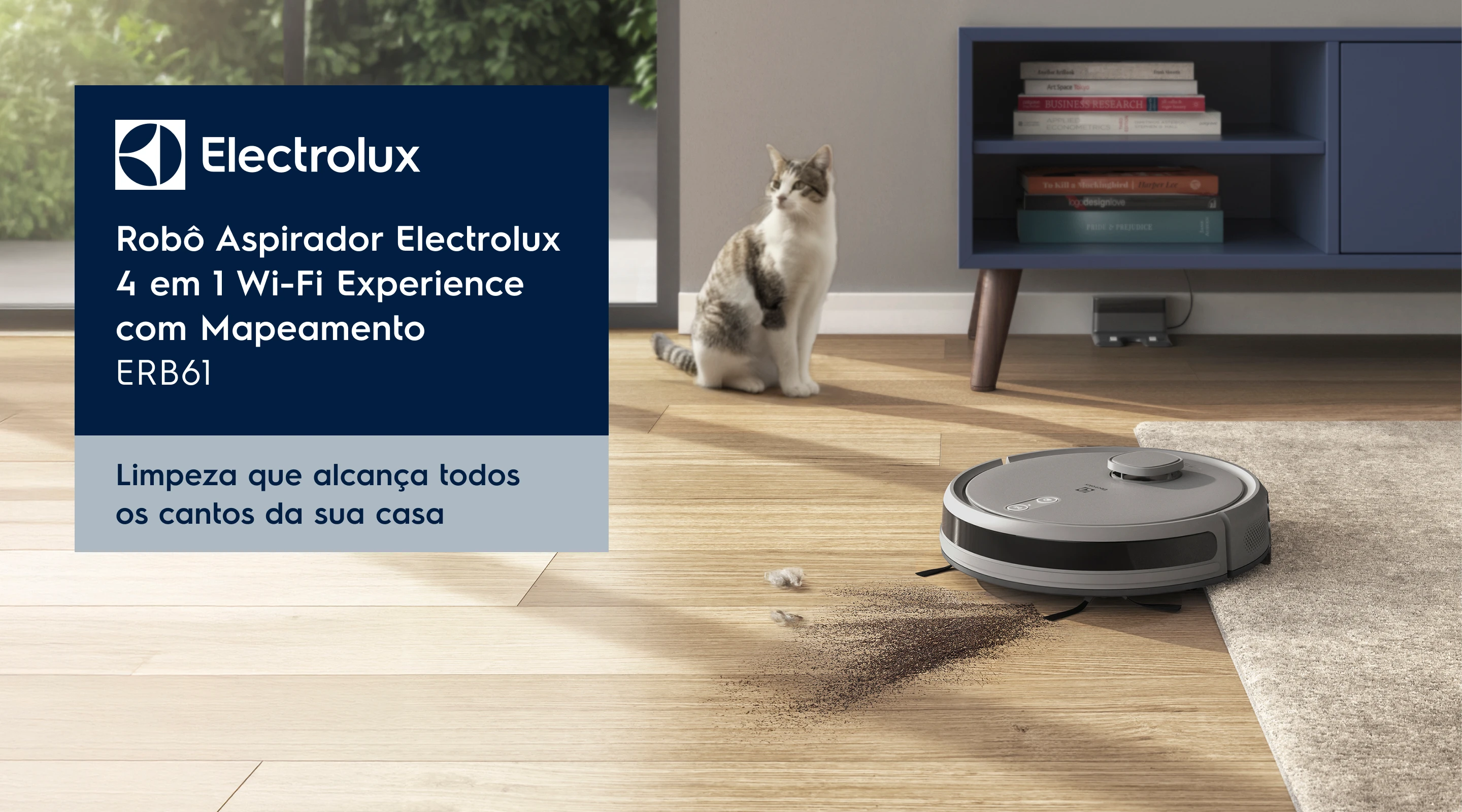 Robô Aspirador Electrolux 4 em 1 Wi-Fi Experience com Mapeamento ERB61. Limpeza que alcança todos os cantos da sua casa