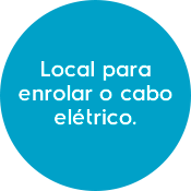 Local para enrolar o cabo elétrico.