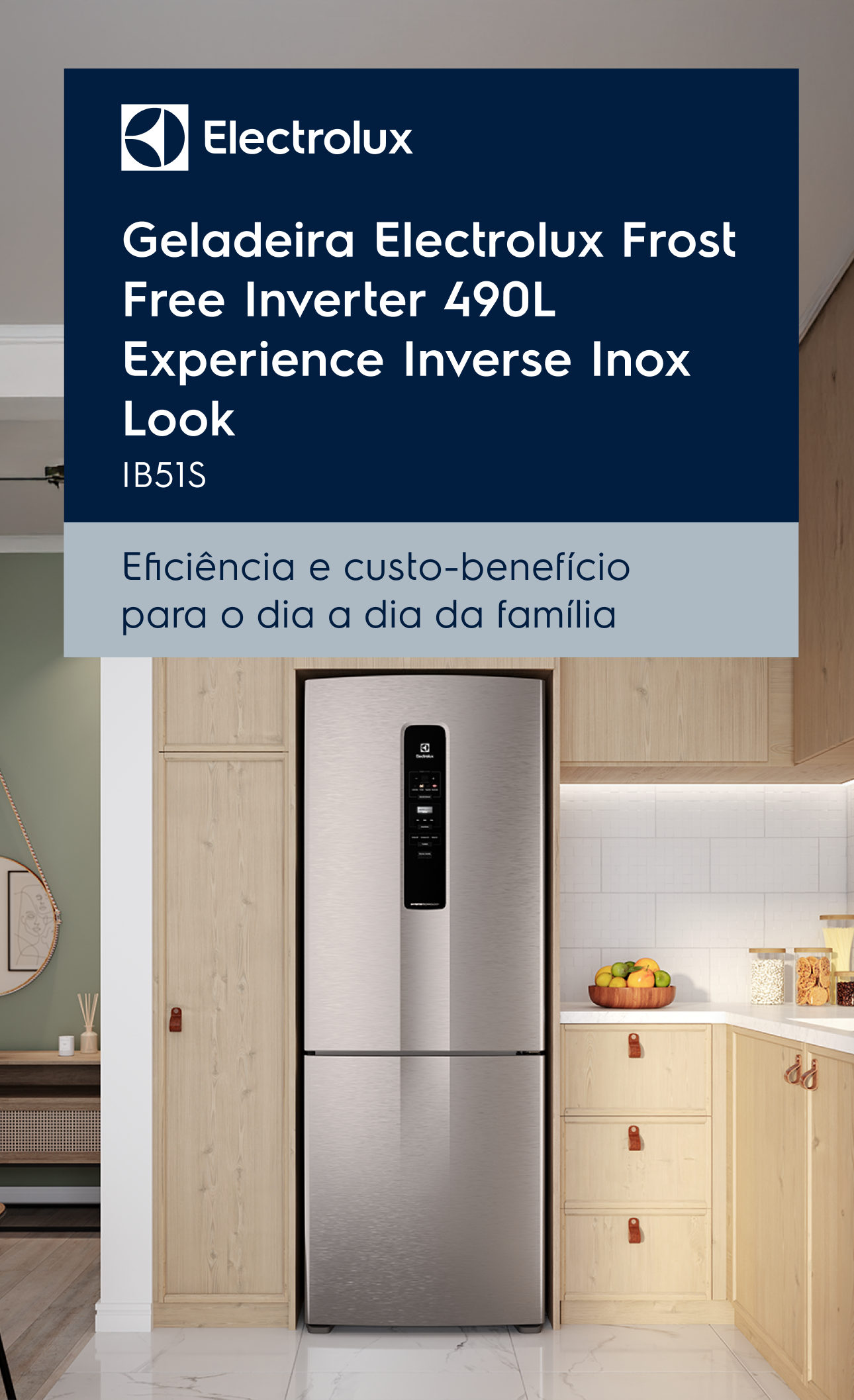 小夜 Geladeira Electrolux Frost Free Inverter 490L Inox
