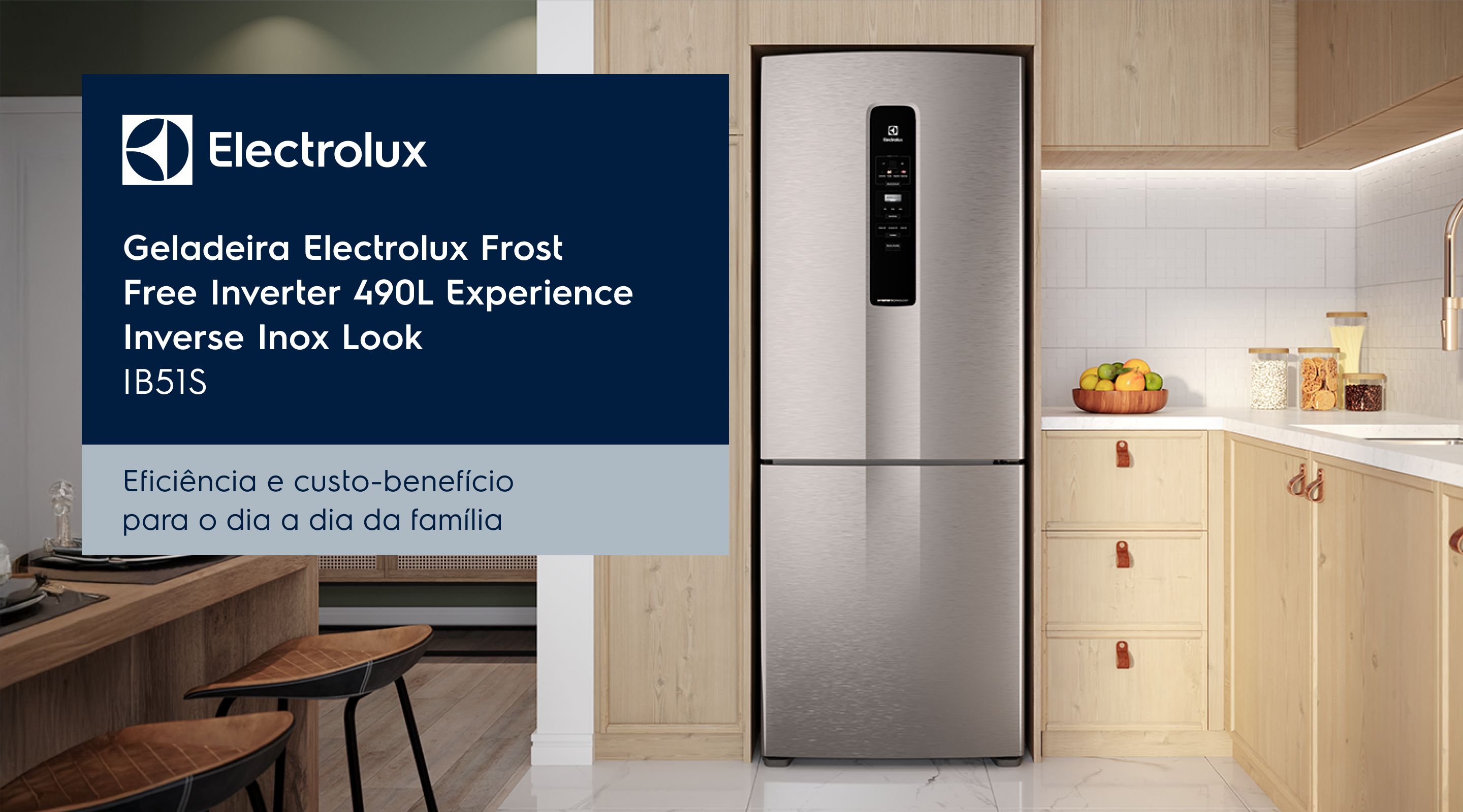 Geladeira Electrolux IB51S Experience Inverse Inox Look