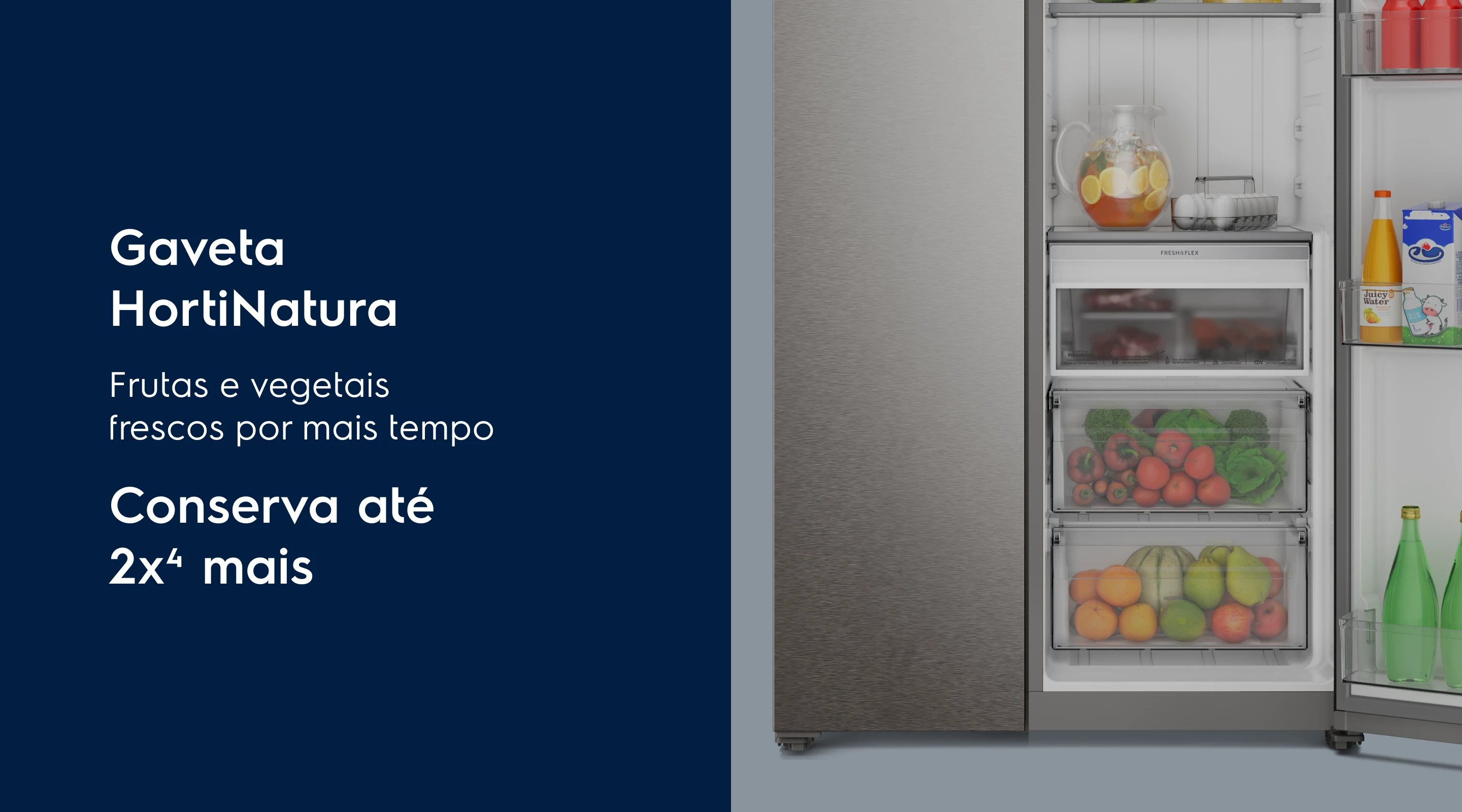 Gaveta HortiNatura - Frutas e vegetais frescos por mais tempo. Conserva até 2x<sup>4</sup> mais