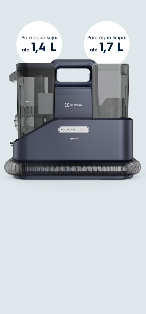Apresentação dos reservatórios de água limpa e suja do Extratora de Sujeira Portátil Electrolux 1800W Azul AcquaBoost Clean ESC10
