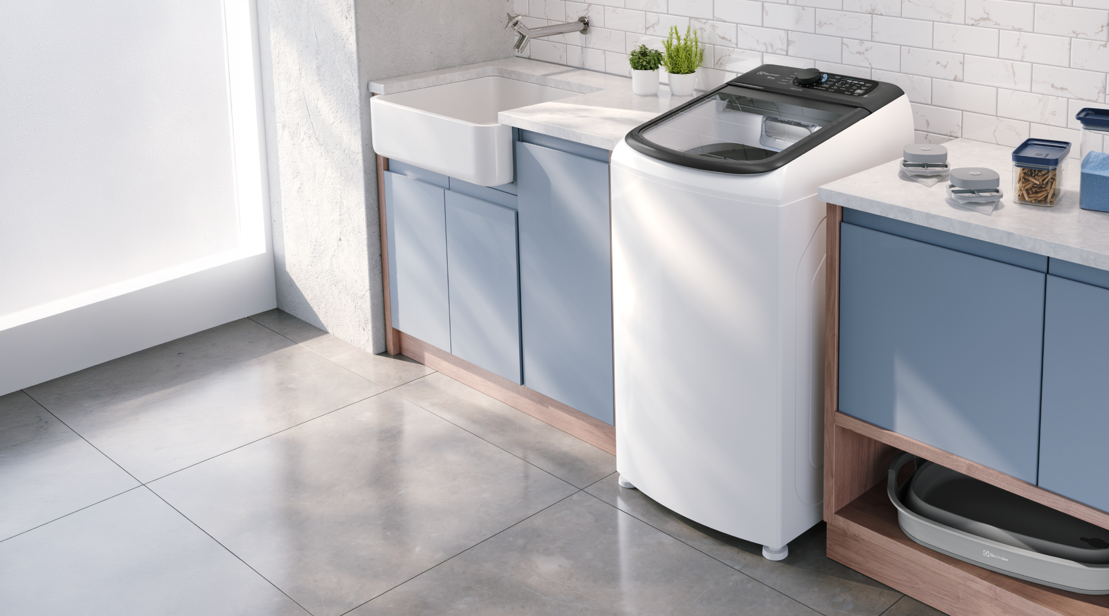 Máquina de Lavar Electrolux Efficient 11kg Branca Compacta, Econômica e Pré-diluição LET11