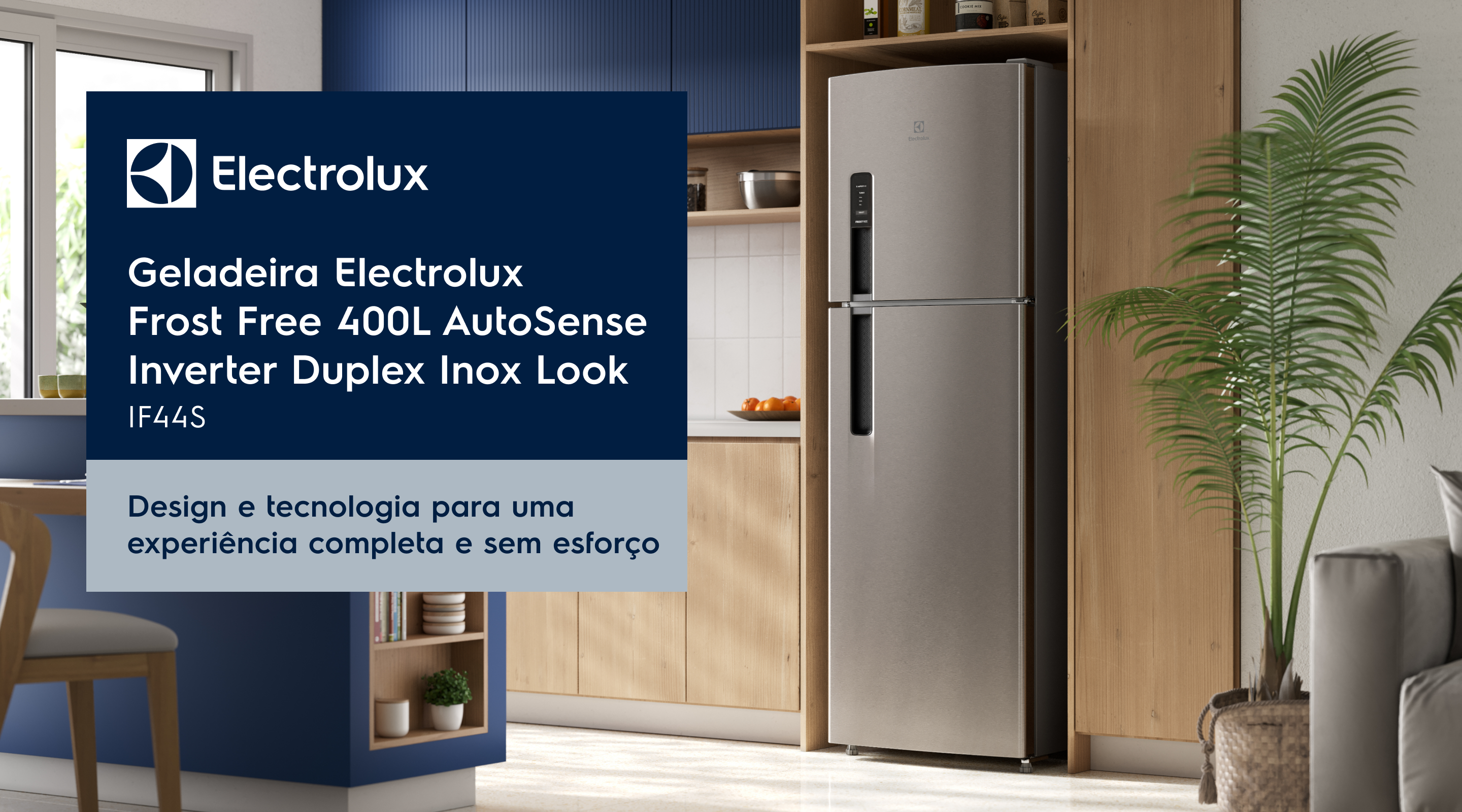 Geladeira Electrolux Frost Free 400L AutoSense Duplex Inox Look - IF44S - Design e tecnologia para uma experiência completa e sem esforço