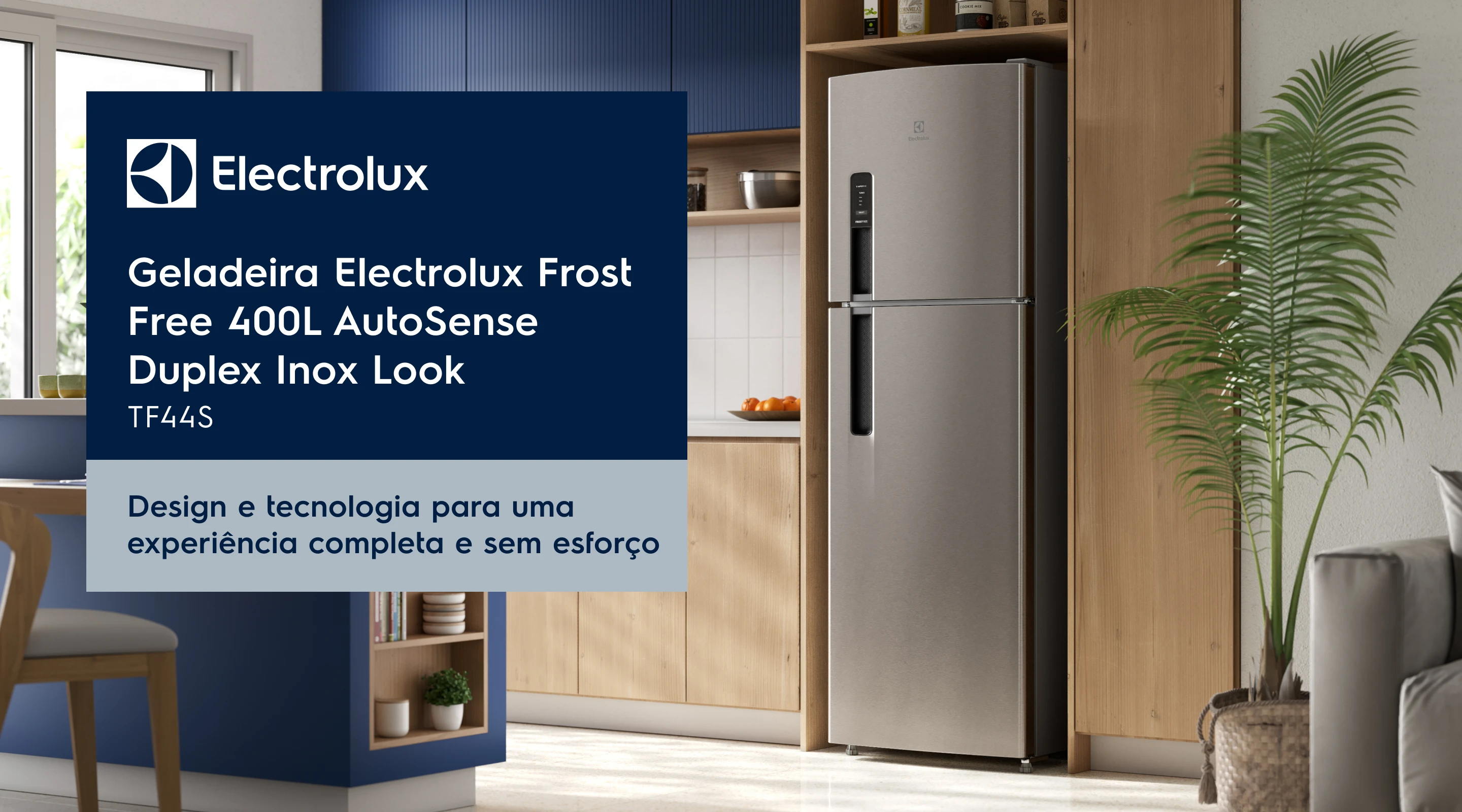 Geladeira Electrolux Frost Free 400L AutoSense Duplex Inox Look - TF44S - Design e tecnologia para uma experiência completa e sem esforço