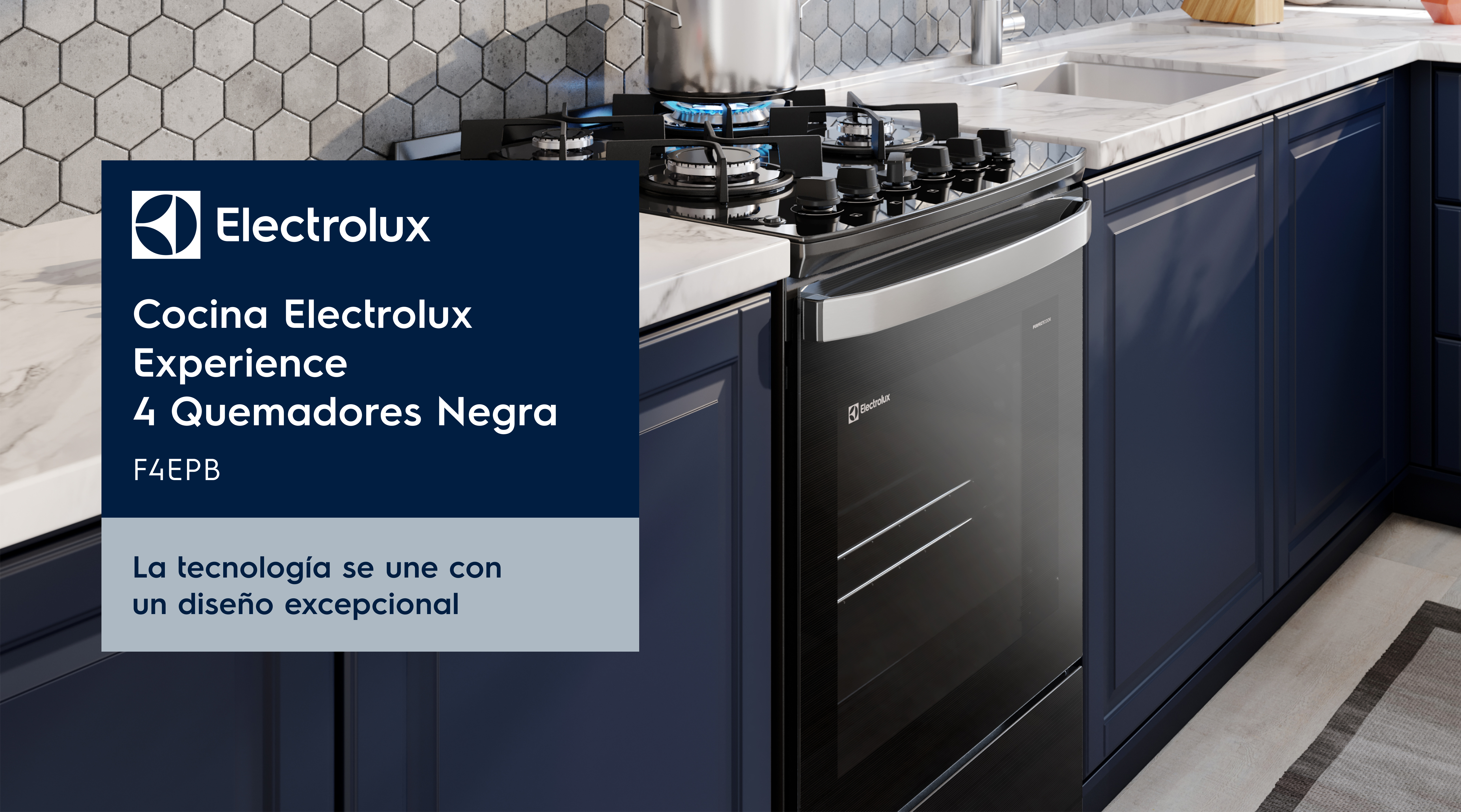 Cocina Electrolux Experience F4EPB | 4 Quemadores y Diseño Negro Elegante