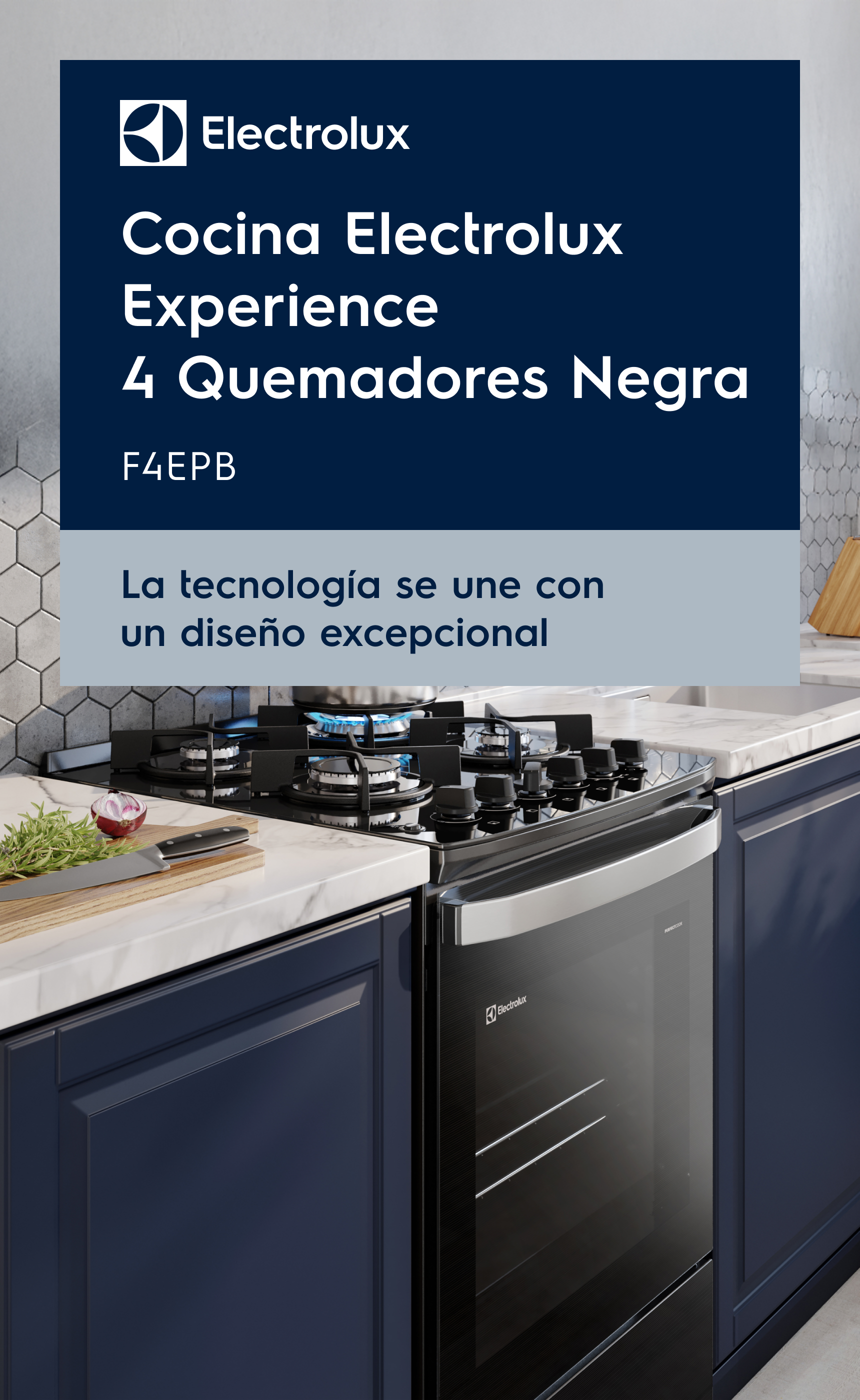 Cocina Electrolux Experience F4EPB | 4 Quemadores y Diseño Negro Elegante