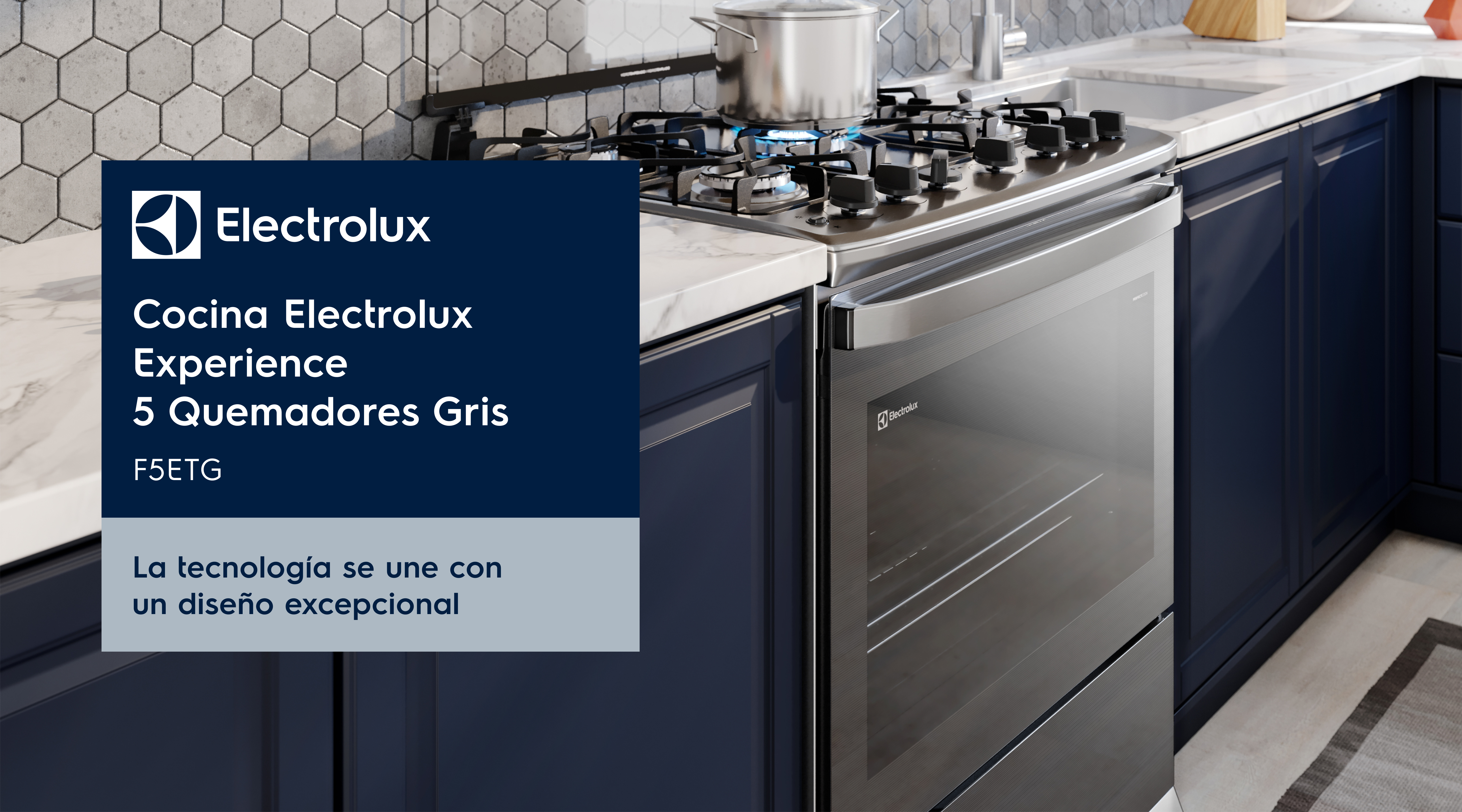 Cocina Electrolux Experience F5ETG | 5 Quemadores y Diseño Gris Moderno