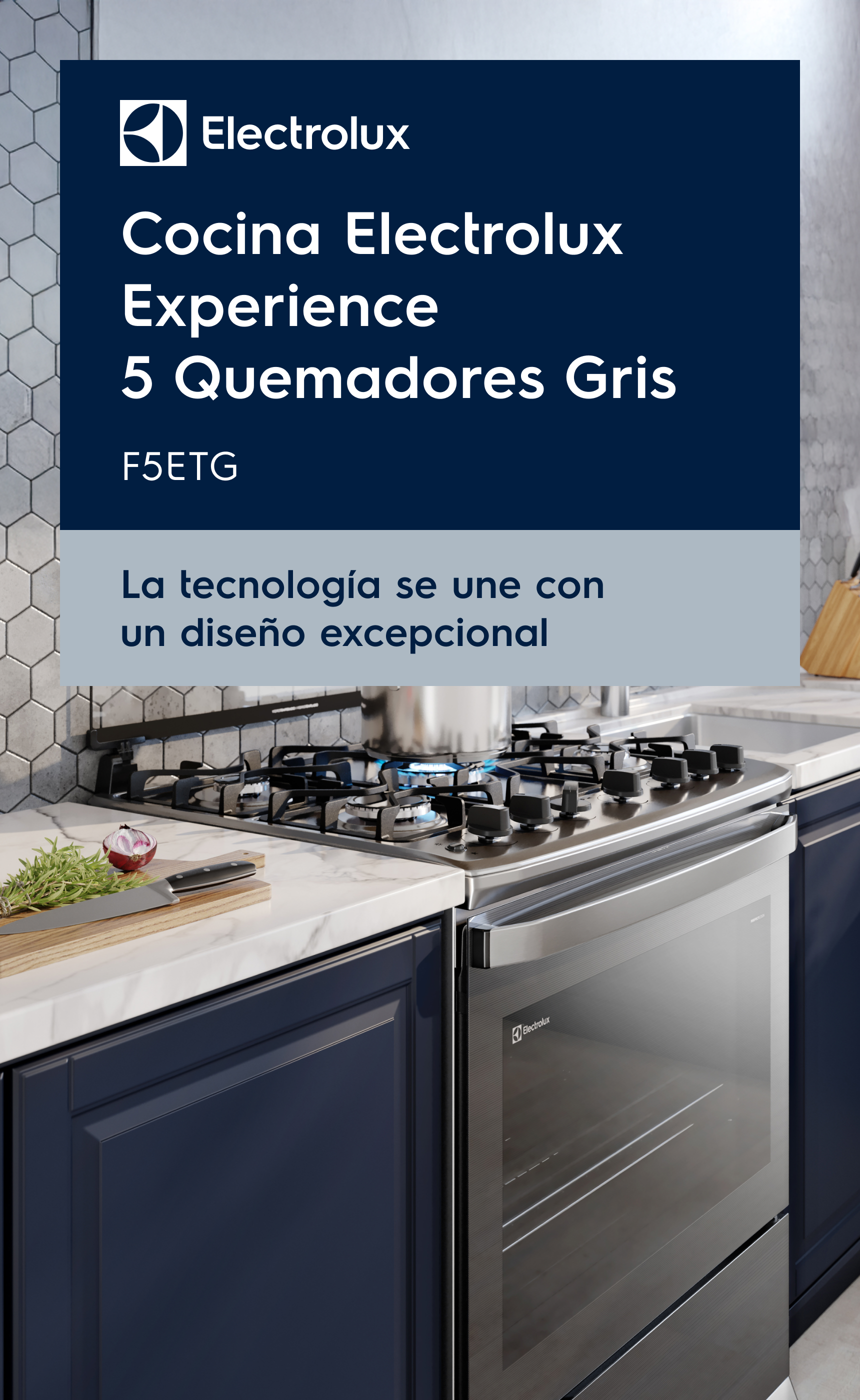 Cocina Electrolux Experience F5ETG | 5 Quemadores y Diseño Gris Moderno
