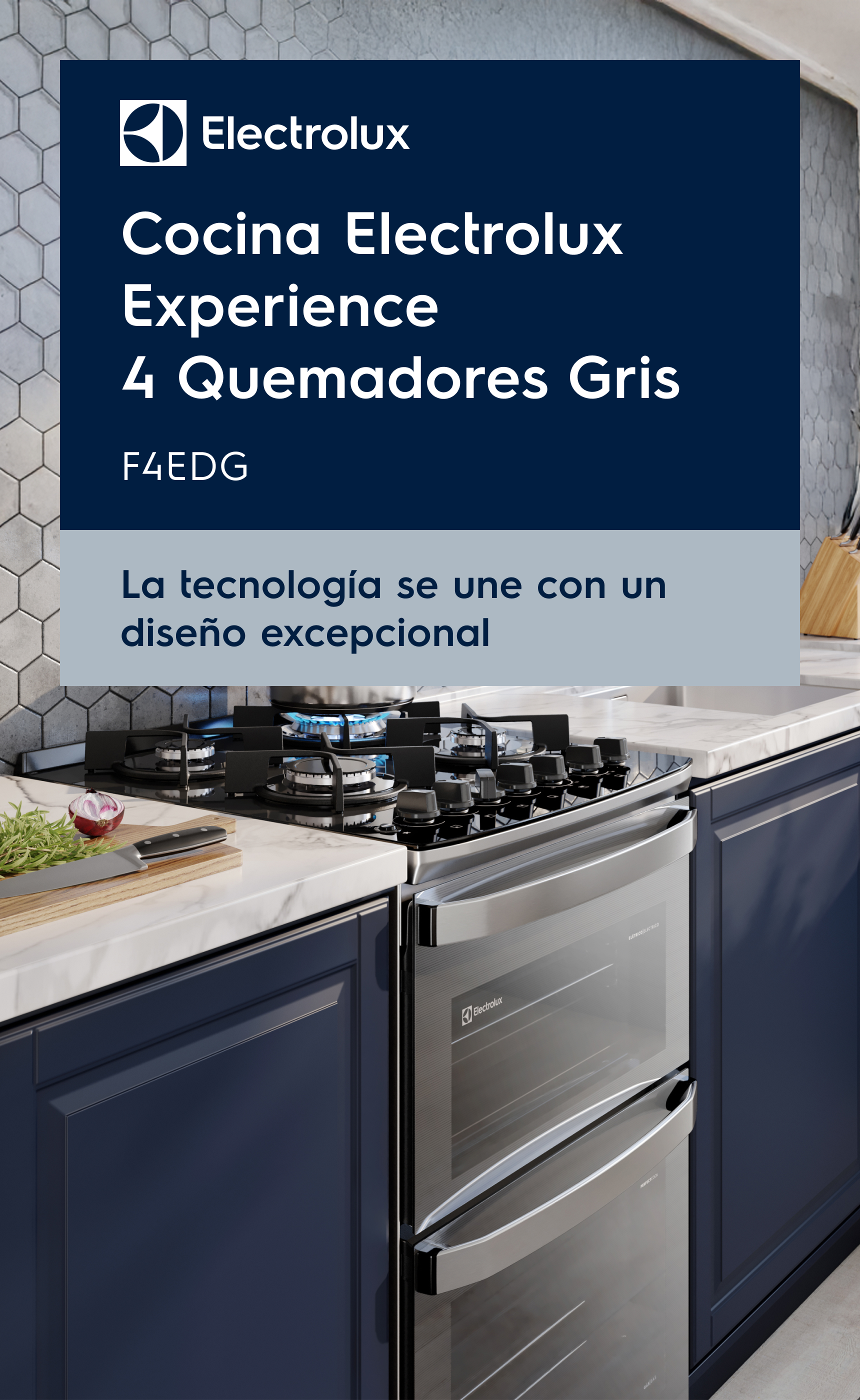 Cocina Electrolux Experience F4EDG | 4 Quemadores y Diseño Gris Moderno